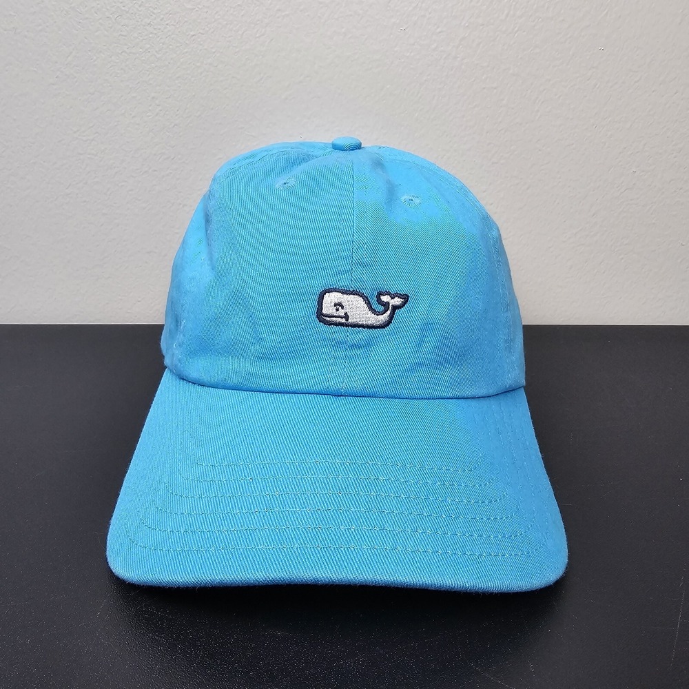 Vineyard Vines Hat Cap Mens Strap Back Blue Spellout White Whale Logo Golf Prep